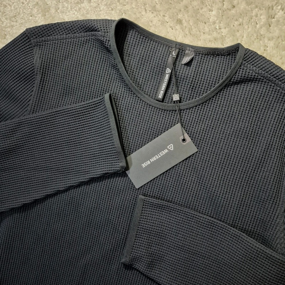 Western Rise Venture Shirt Black Mens Large Waffle Knit Performance Outdoor New
